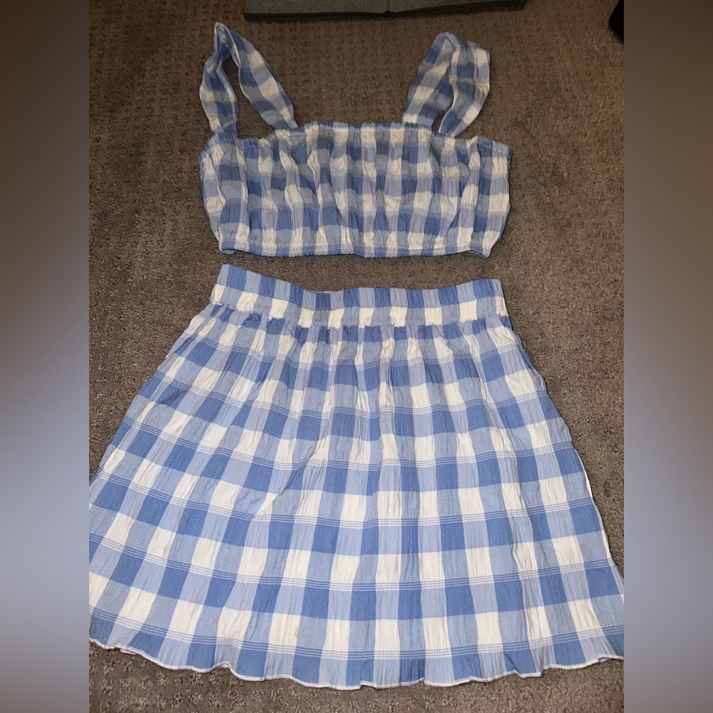 PacSun Two Piece Blue Plaid Set